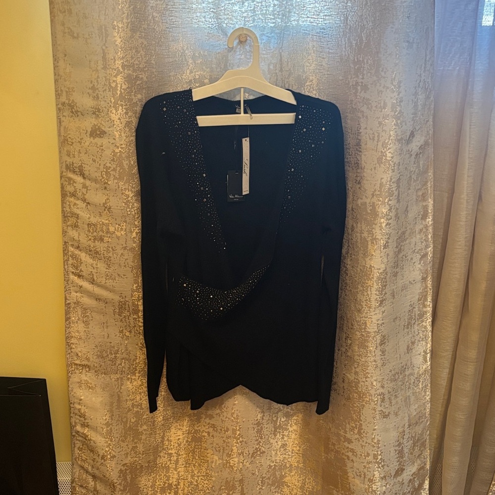 VILA Black V-Neck Sweater with Embellishments